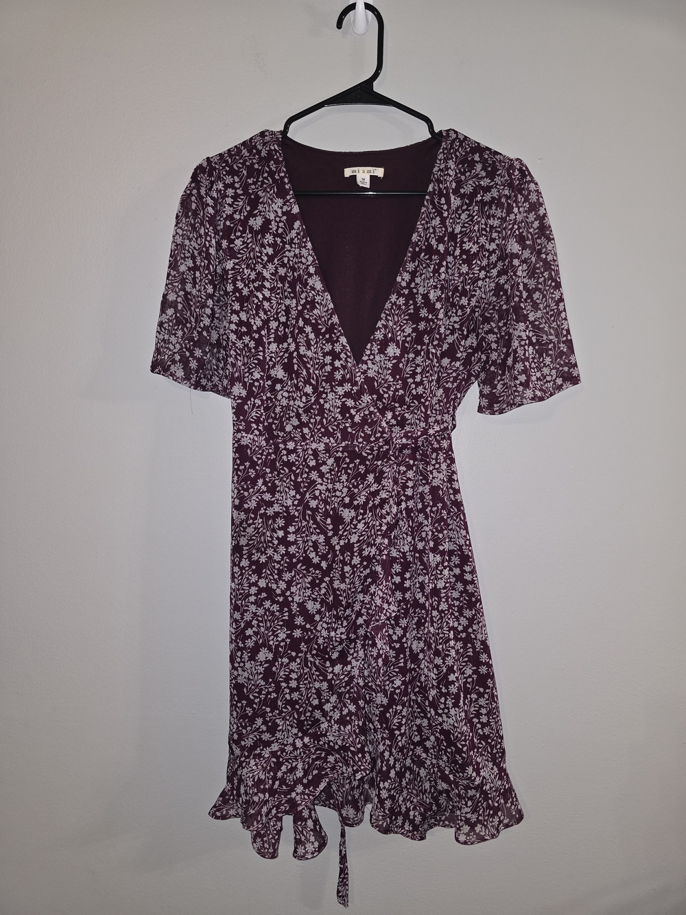 Floral Wrap Dress in Deep Plum